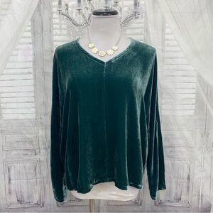 NWT Eileen Fisher Dolman Sleeve Sweater Pine Green Silk Blend V-Neck Oversized